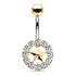 Crystal Star Belly Ring Belly Ring 14g - 3/8" long (10mm) Gold w/ Clear CZs