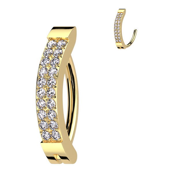 Double Paved CZ Titanium Belly Clicker Belly Clickers 14g - 3/8