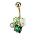 Green Cluster Belly Ring Belly Ring 14g - 3/8" long (10mm) Gold