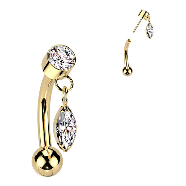 Marquise Dangle Threadless Curved Barbell