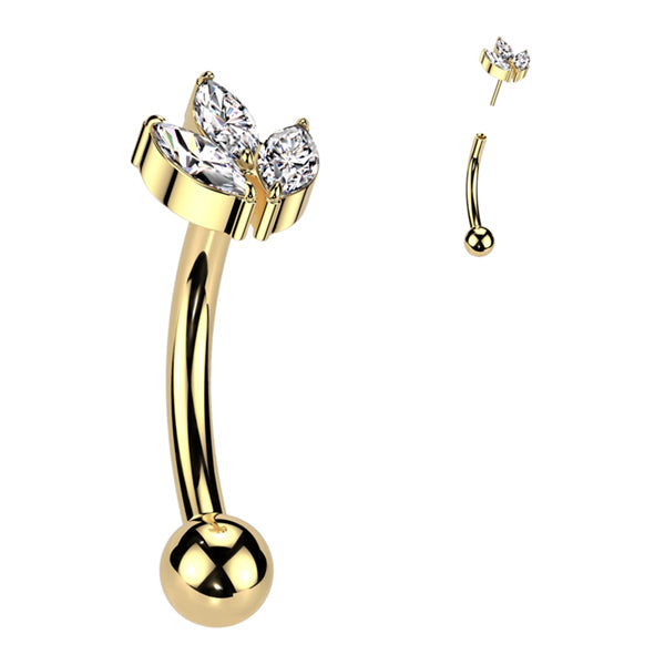 Marquise Leaf Threadless Curved Barbell