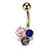 Mixed Cluster Belly Ring Belly Ring 14g - 3/8" long (10mm) Gold