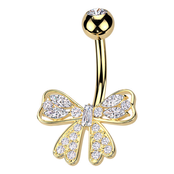 Paved Bow Belly Ring