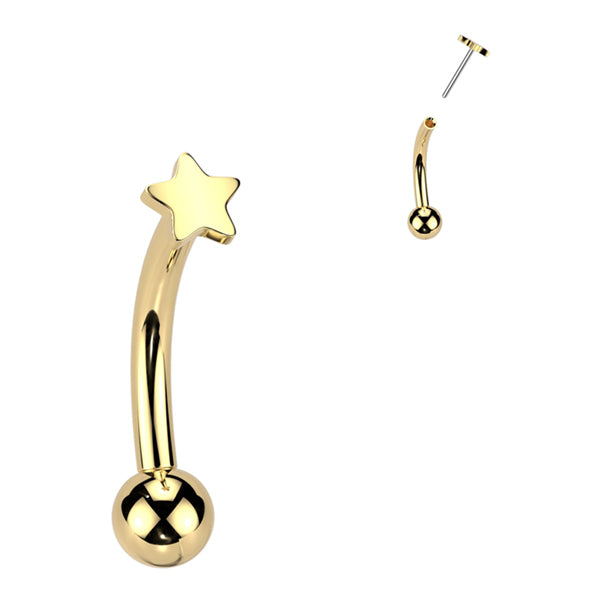 Star Top Threadless Curved Barbell