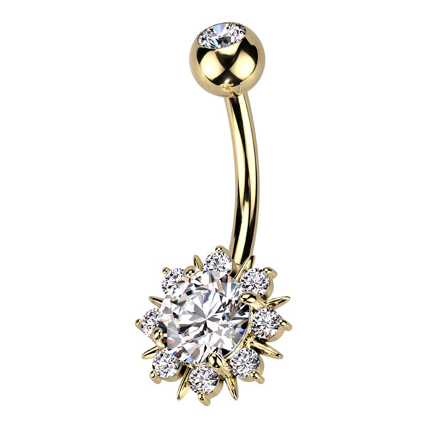 Sunburst CZ Belly Ring