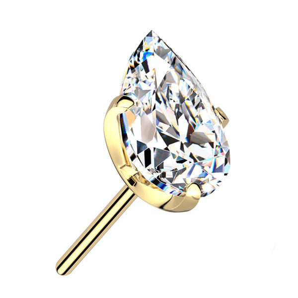 Teardrop CZ Titanium Threadless End Threadless Ends 3x5mm Clear CZ