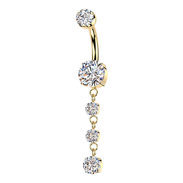 Triple CZ Titanium Belly Dangle Belly No-Dangles 14g - 3/8