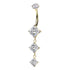 Triple Diamond Titanium Belly Dangle Belly No-Dangles 14g - 3/8" long (10mm) Clear CZ