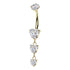 Triple Heart Titanium Belly Dangle Belly No-Dangles 14g - 3/8" long (10mm) Clear CZ