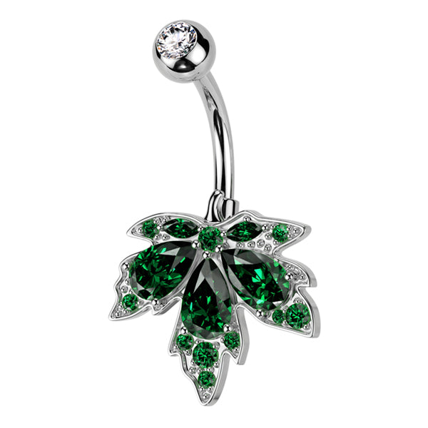 Cannabis CZ Belly Ring