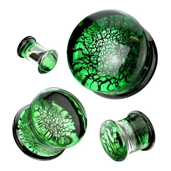 Green Dichroic Glass Plugs Plugs 2 gauge (6mm) Green