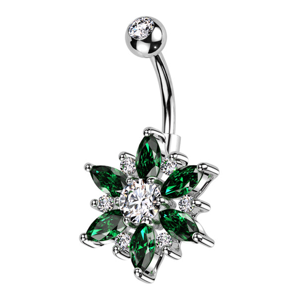 Marquise Flower Belly Ring Belly Ring 14g - 3/8