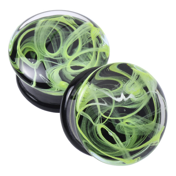 Green Vapor Glass Plugs Plugs 2 gauge (6mm) Green