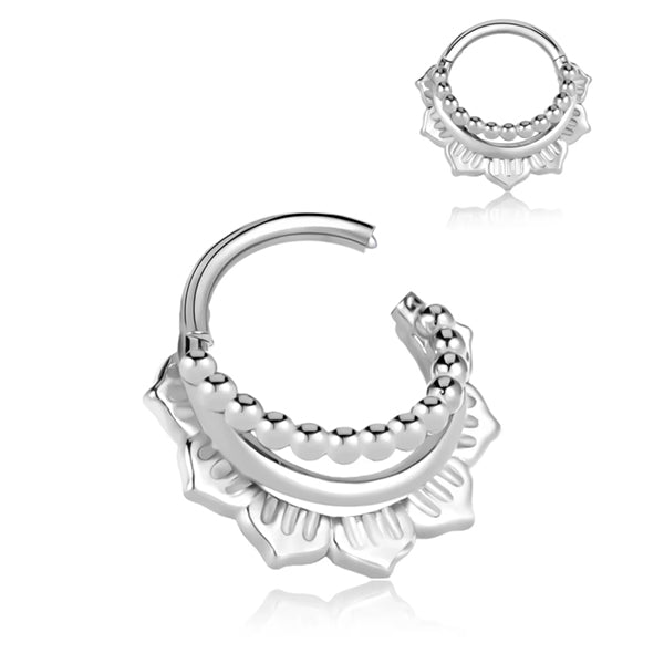 Lotus Stack Stainless Hinged Ring