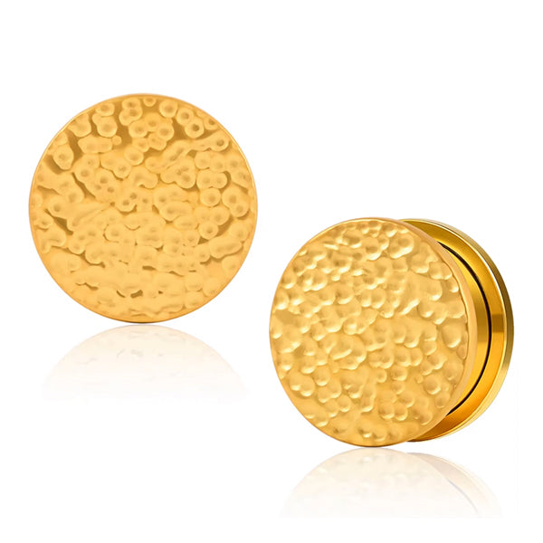 Hammered Gold Screw-On Plugs Plugs 2 gauge (6mm) Gold