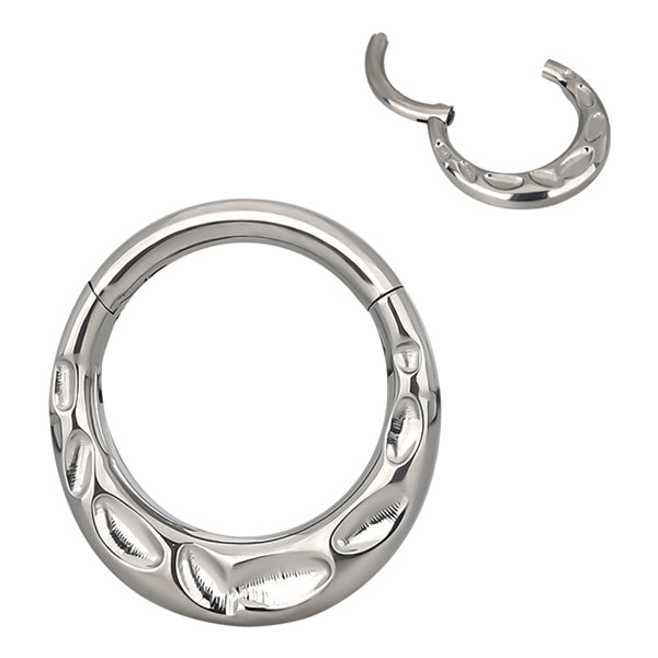 Hammered Titanium Hinged Ring Hinged Rings 16g - 5/16