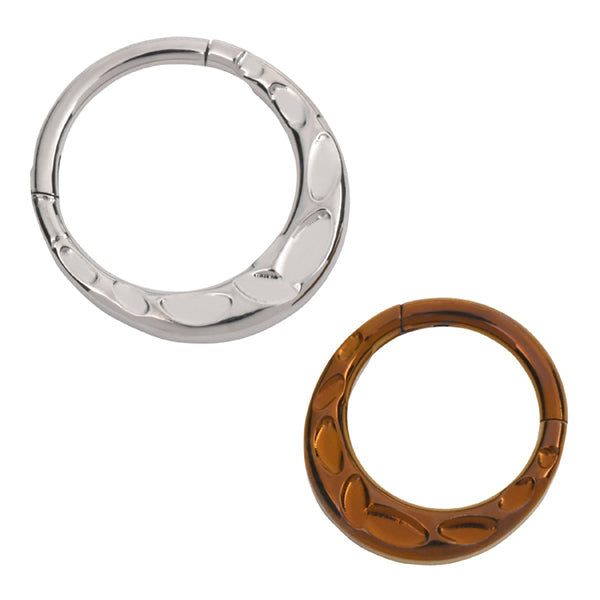 Hammered Titanium Hinged Ring Hinged Rings 16g - 5/16