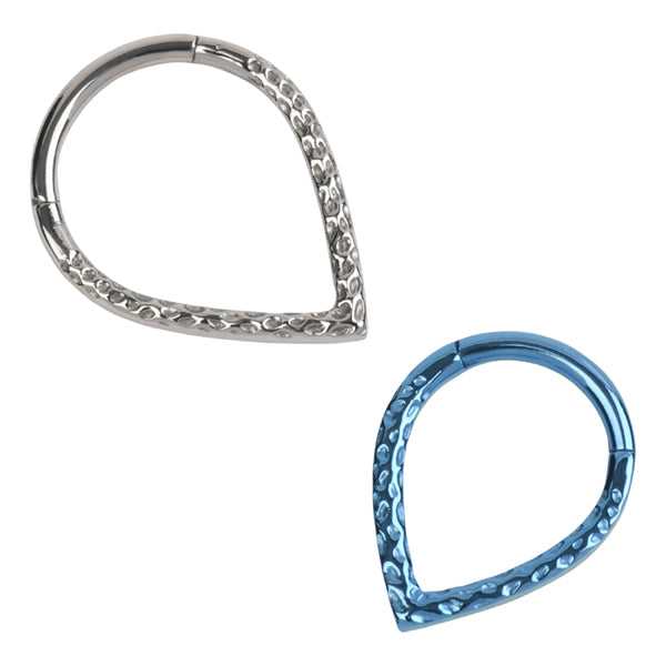 Hammered V-Shape Titanium Hinged Ring Hinged Rings 16g - 5/16