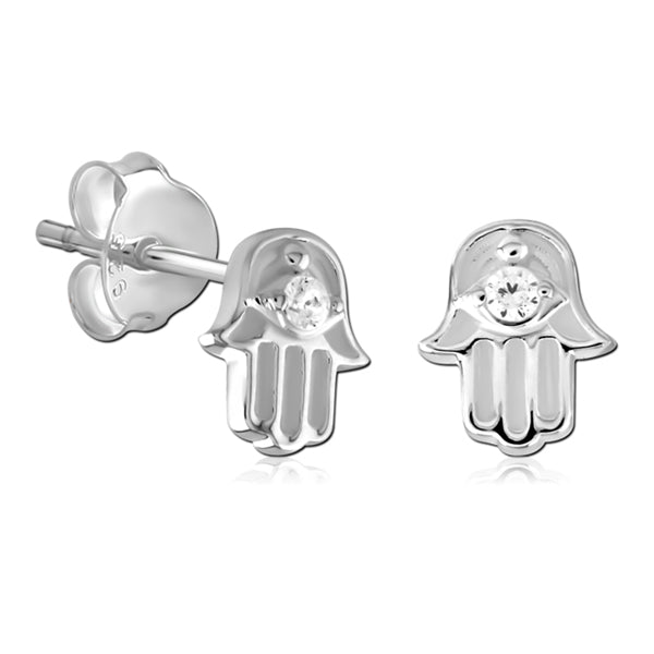 Hamsa Sterling Silver Stud Earrings Earrings 20 gauge Sterling Silver