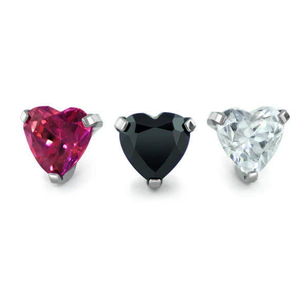 Heart CZ Threadless End by NeoMetal Threadless Ends 4mm Heart Black BK