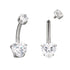 Heart CZ Titanium Belly Barbell Belly No-Dangles 14g - 3/8" long (10mm) Clear