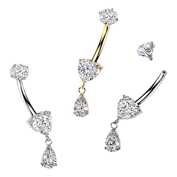 Heart Teardrop Titanium Belly Dangle