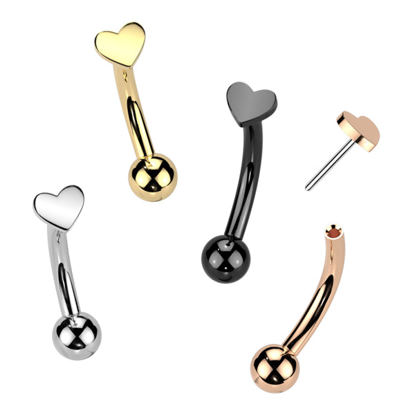 Heart Top Threadless Curved Barbell