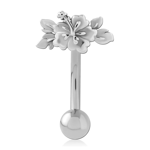 Hibiscus Stainless Belly Ring Belly Ring 14g - 3/8" long (10mm) Stainless Steel