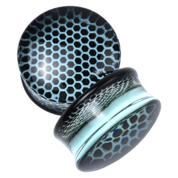 Honeycomb Glass Plugs Plugs 2 gauge (6mm) Black & White