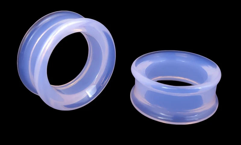 Jade Pink Double Flare Glass Tunnels Stretched Lobes 00 gauge (9/10mm) Jade Pink