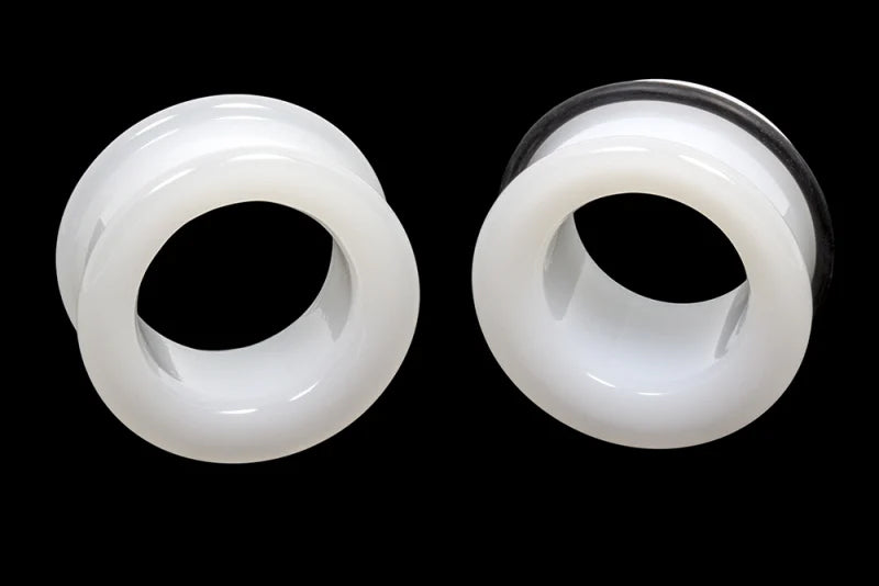 Jade White Double Flare Glass Tunnels Stretched Lobes 00 gauge (9/10mm) Jade White