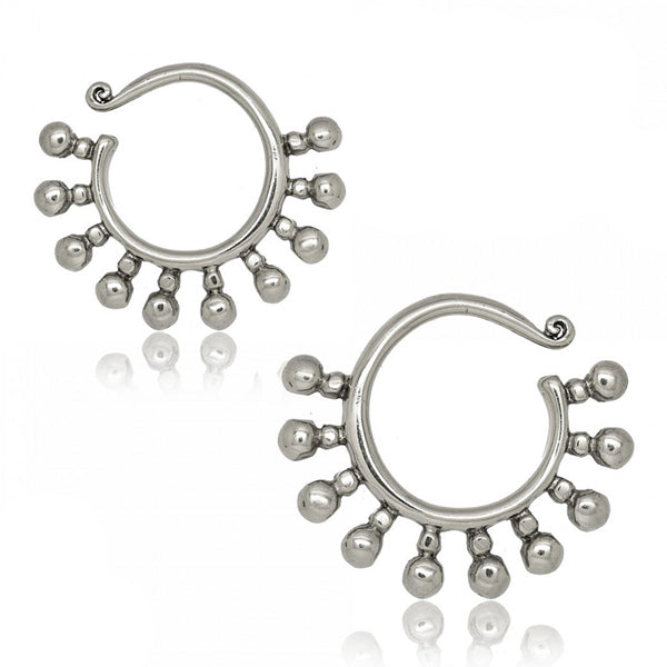 Knobby Brass Hoops Ear Weights 8 gauge (3mm) White Brass