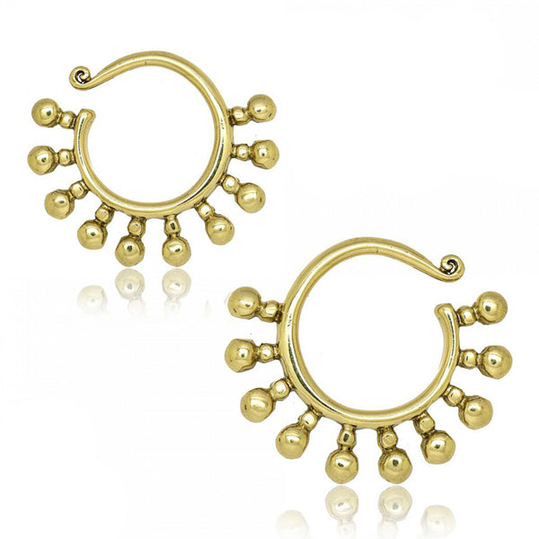 Knobby Brass Hoops Ear Weights 8 gauge (3mm) Yellow Brass