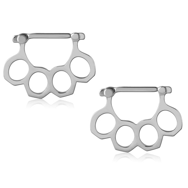 Knuckle Duster Stainless Nipple Clickers Nipple Clickers 14g - 9/16" long (14mm) Stainless Steel