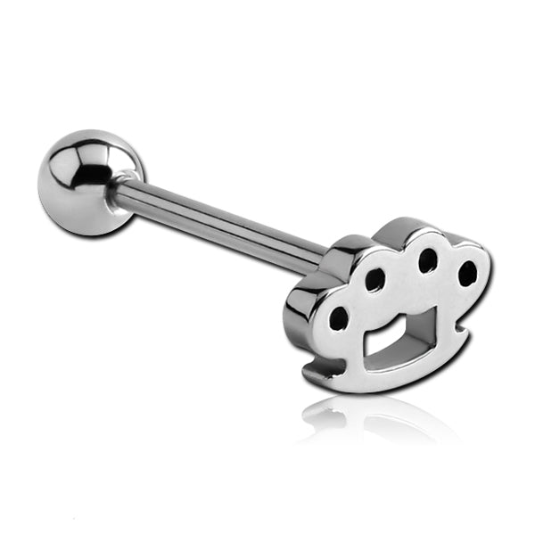 Knuckle Duster Stainless Tongue Barbell Tongue 14g - 5/8" long (16mm) Stainless Steel