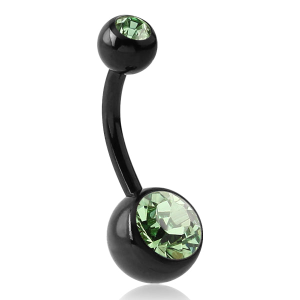 CZ Black Titanium Belly Barbell Belly Ring 14g - 3/8