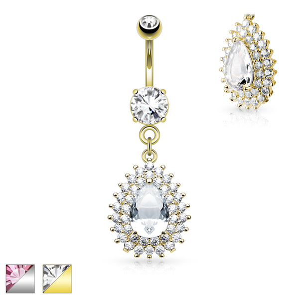 Large Teardrop CZ Belly Dangle | Tulsa Body Jewelry