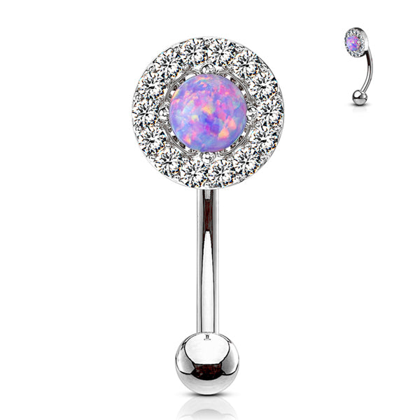 Paved Opal Eyebrow Barbell