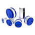Light Cobalt Double Flare Glass Plugs Stretched Lobes 4 gauge (5mm) Light Cobalt