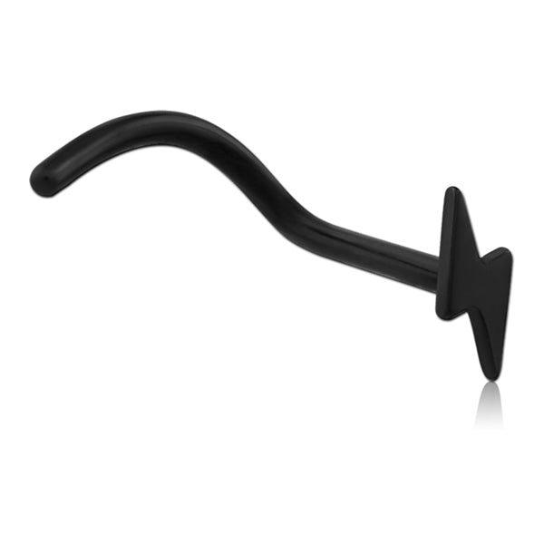 Lightning Bolt Black Nostril Screw Nose 20g - 1/4" wearable (6.5mm) Black
