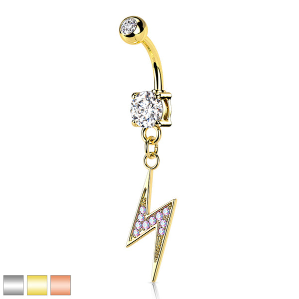 Lightning CZ Belly Dangle Belly Ring  