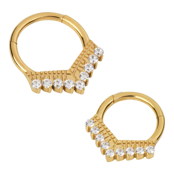 Majestic Chevron Gold Titanium Hinged Ring Hinged Rings 16g - 5/16