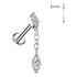 16g Marquise CZ Dangle Titanium Labret Labrets 16g - 5/16" long (8mm) Clear
