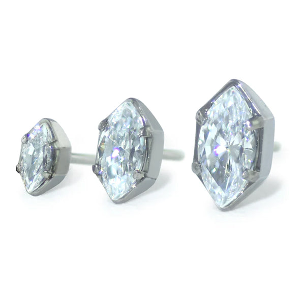 3mm Marquise CZ Threadless End by NeoMetal Threadless Ends 3mm Marquise Cubic Zirconia CZ
