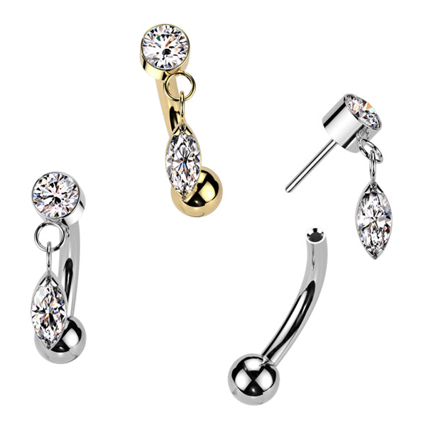 Marquise Dangle Threadless Curved Barbell