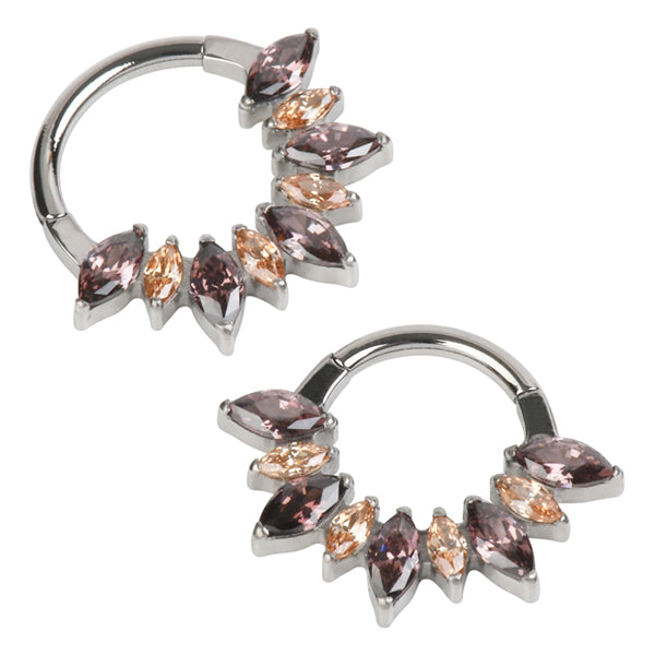 Marquise Fan Titanium Hinged Ring Hinged Rings 16g - 5/16