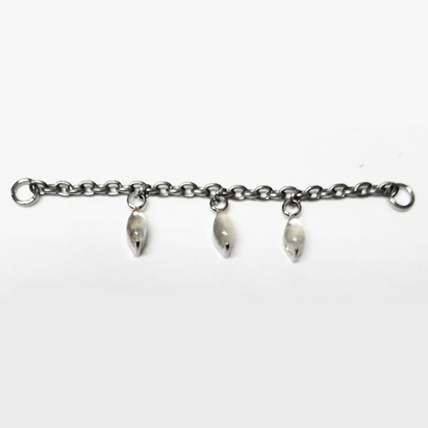 Marquise Labradorite Dangles Titanium Chain Chains 40mm long High Polish (silver)