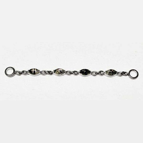 Marquise Tourmalated Quartz Titanium Chain Chains 40mm long High Polish (silver)