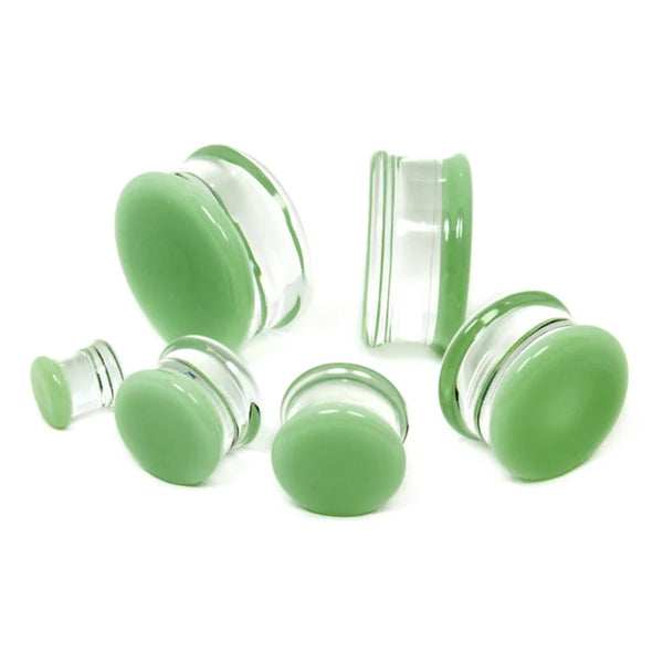 Mint Double Flare Glass Plugs Stretched Lobes 4 gauge (5mm) Mint