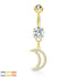 Moon CZ Belly Dangle Belly Ring  